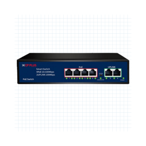 CP Plus CP-DNW-HPU4H2-48 6 Ports Switch with 4 PoE Ports & 2 Uplink Ports